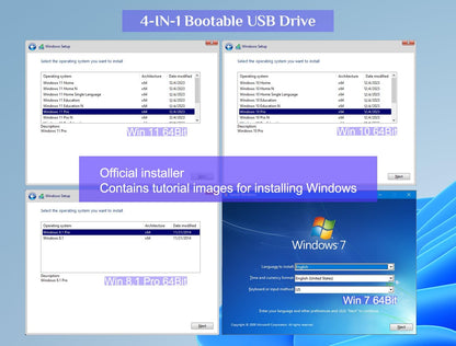 64GB - Bootable Windows 11/10 / 8.1/7, USB Driver 3.1 for Reinstall Windows, Reset Password, Network Drive,Supported UEFI and Legacy, Data Recovery, Repair Tool