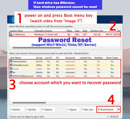 64GB - Bootable Windows 11/10 / 8.1/7, USB Driver 3.1 for Reinstall Windows, Reset Password, Network Drive,Supported UEFI and Legacy, Data Recovery, Repair Tool